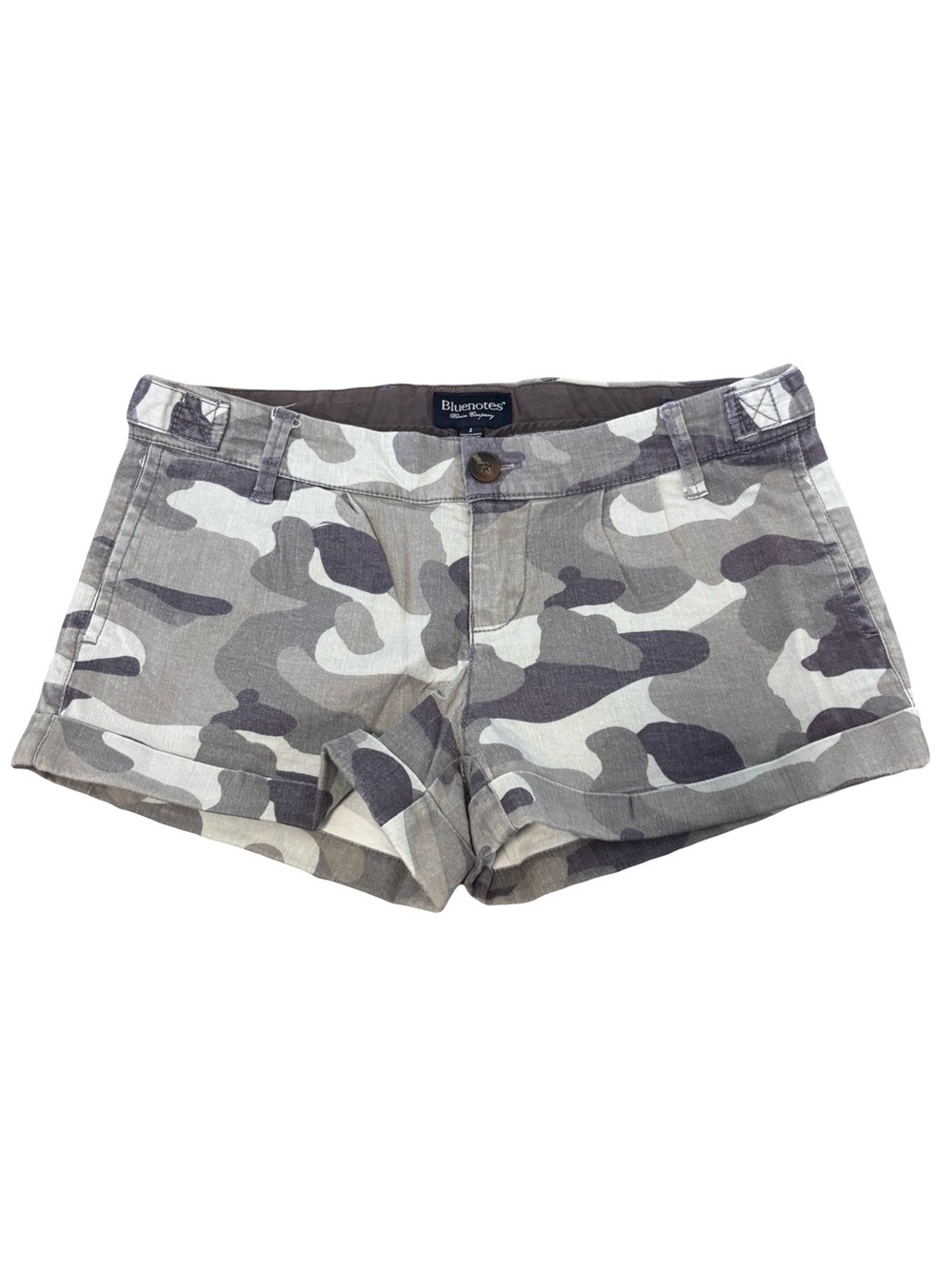 Bluenotes Gray Camo Low-Rise Jean Mini Shorts